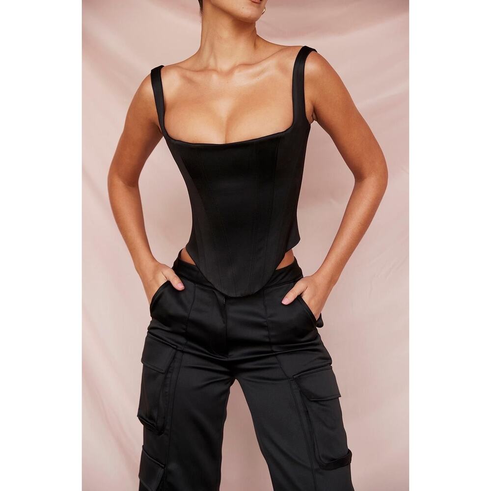 HOUSE OF CB Rafa Satin Longline Corset Top Size Large - Picture 3 of 12